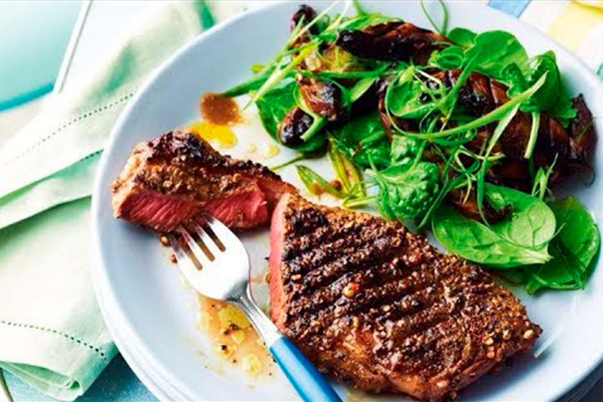 Grilled Steak with Spinach